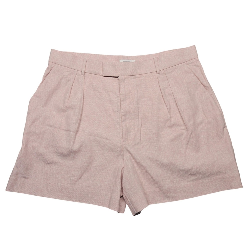 Banana Republic Shorts Womens 18 Pink Linen Blend Herringbone Pleated Chino NWT